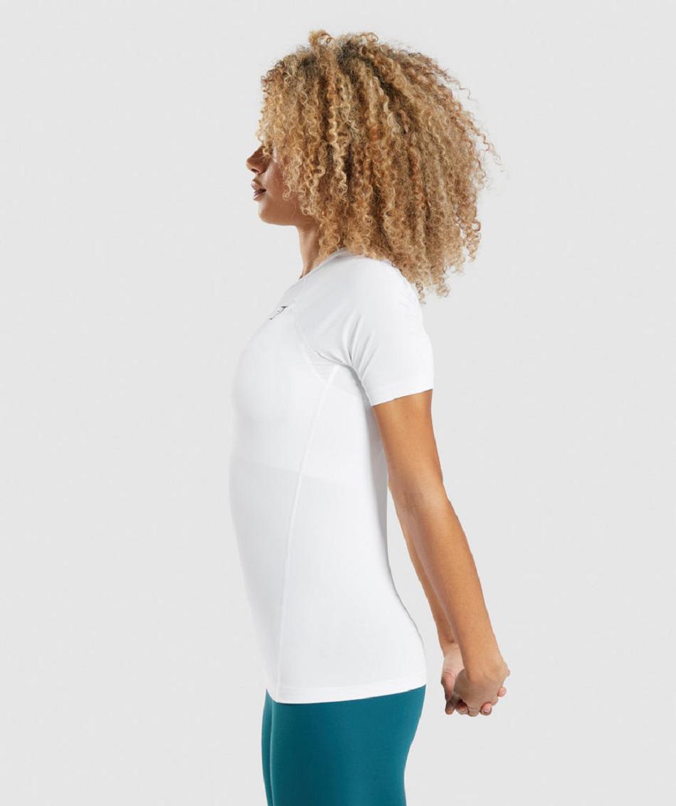 T Shirts Gymshark Entrenamiento Baselayer Mujer Blancas | CO 2278ILH